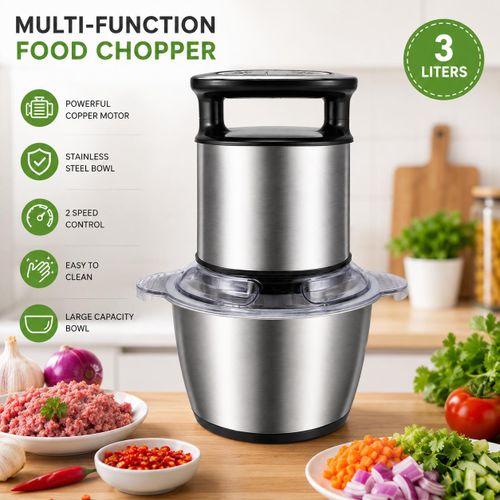 3L Multi Function Food Chopper & Meat Grinder HM-8855 - Stainless Steel