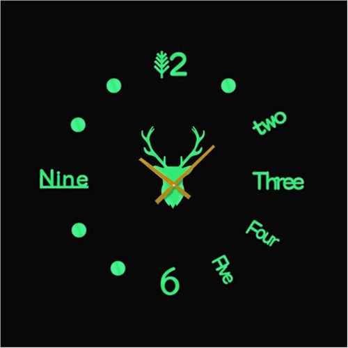 47'' Luminous (night Glow) 3D deer head DIY Wall Clock