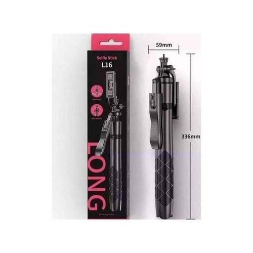 L16 Long Bluetooth Selfie Stick Tripod - Extra-Long Extendable Phone Stand with Detachable Wireless Remote Shutter & 360° Rotation for Smartphone Content Creation, Vlogging, Live Streaming & Travel - Black
