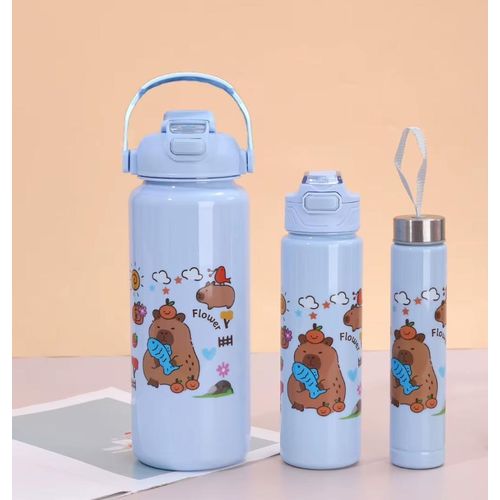 Set 3 Plastic Sports Water Bottles Gym Fitness Motivational Water Jug 1800ML 800ml Capacity Safe Thermal 280ml Bottle