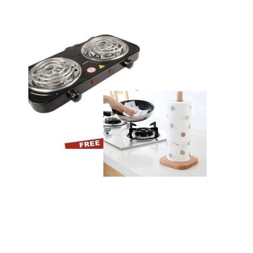 Electric Hot Plate Ring Double Burner & Free Kitchen Reusable Tissue