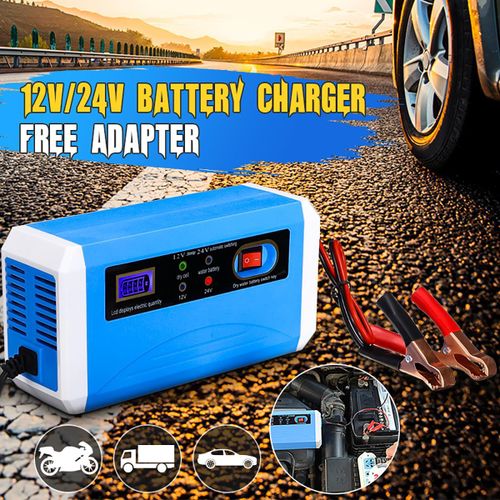 12V/24V 10A Smart Auto Battery Charger with LCD Screen Display for Car Motorcycle Truck