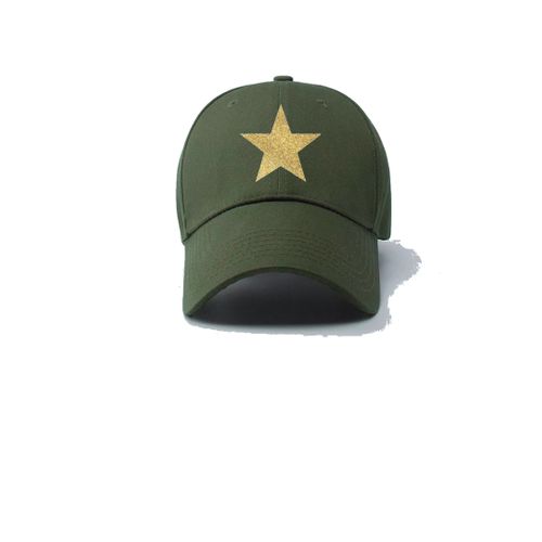 Gold Star Design Face Cap: Green