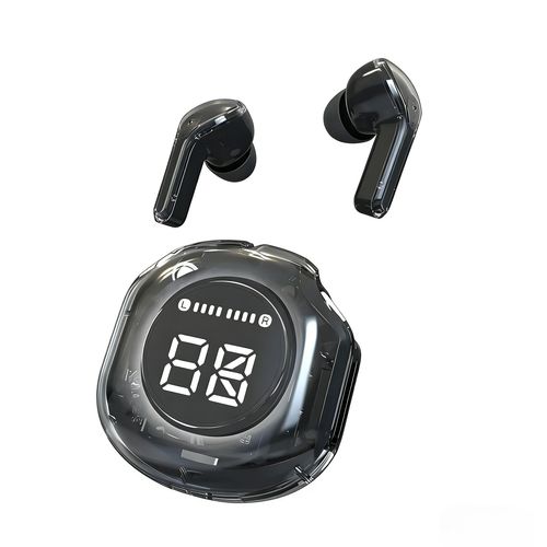 Air39 TWS Wireless Earbuds Transparent Case LED Display - Black