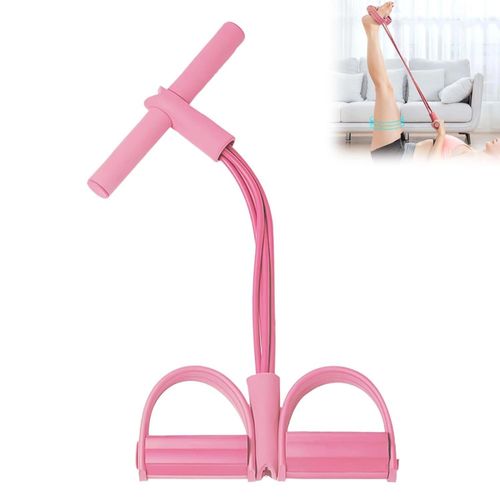 4-Tube Multifunction Tension Rope Sit-Up Trainer, Upgraded Pedal Ankle Puller for Exercise and Sit-Up Fitness Equipment