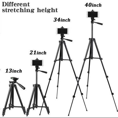 Tripod Stand 125cm ( 5.5ft tall ) 3110 - Black Aluminum Tripod, Portable Stand, Suitable For Live Streaming and Video Recording. Compatible with Mobile Phones, Cameras, Mini Ring Lights. Tripod 3110
