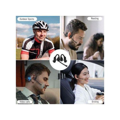 Bone Conduction Headphones with Mic,Bluetooth Headset with ENC Noise Canceling Boom Microphone, Wireless Headset Waterproof Open Ear Headphones for Trucker Drivers Online Meeting Office Home Business