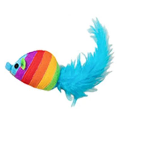 Plush Mouse Kitten Cat Toy Rainbow