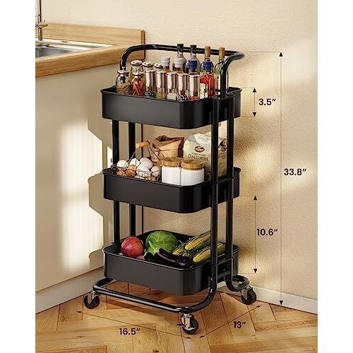 Multi-Purpose Steel Trolley Shelves - 3 Layers Rolling Cart