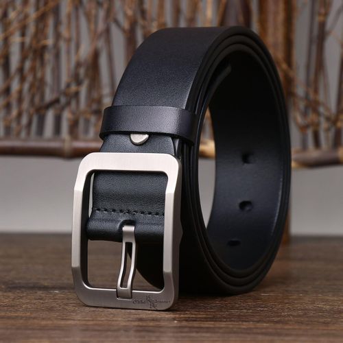 Men’s PU Leather Belt – Business Casual Pin Buckle Belt, Black Stylish Waist Belt With Durable PU Leather Design