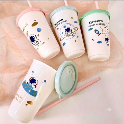 Cosmic Dream Space-Themed Tumbler with Lid and Reusable Straw 1 Pcs