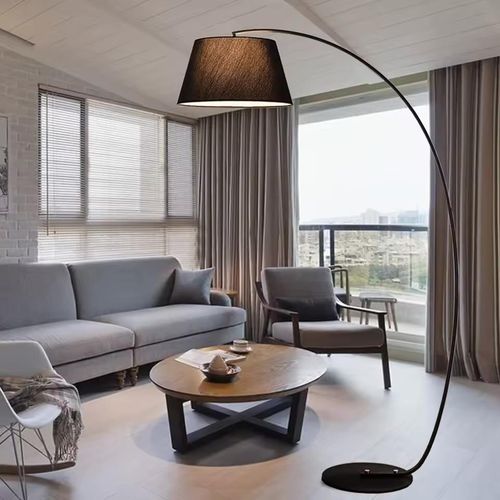 Modern Arc Floor Lamp – Elegant Curved Design with Fabric Shade for Living Room & Bedroom Lighting
