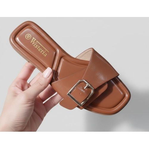 Women’s Trendy Square-Toe Buckle Slides