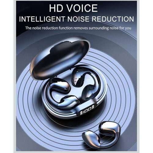 Clip-on Bone Conduction Wireless Bluetooth, True Wireless Bluetooth Earbuds with Charging Case Compatible with iPhone & Android, Dual Connect, Built-in Microphone, Stereo Sound