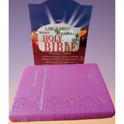 Holy Bible KJV Large Print Merit Personal Reference Edition,Thumb index Pink Leather Color
