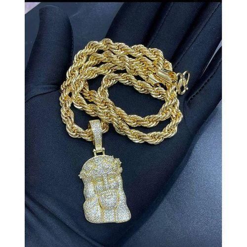 THICK GOLD CHAIN WITH ICED GOLD PLATED PENDANT(NON FADED)
