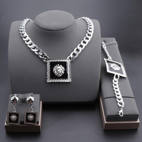 Animal Jewelry Set Black Enamel Silver Plated Rectangle Necklace Earrings Bracelet Set For Women Party Jewelry Wedding Accessories