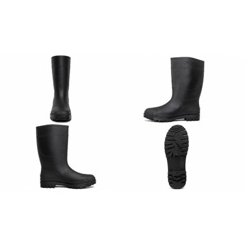 Unisex PVC Rainboot Wellington Boot - Waterproof Long Rain Boot - Anti-Slip Sole - Black (SIZE 41)