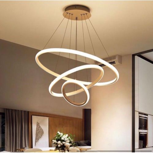 Chandelier LED Ring Chandelier Pendant Dropping Light - 3 Ring Adjustable Hanging Ceiling pendant chandelier Lamp Gold