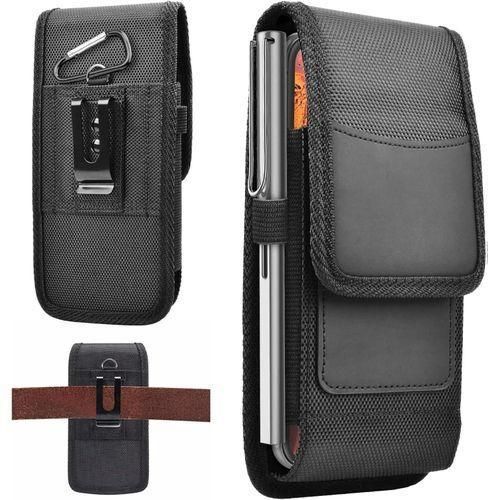 Cell Phone Belt Bag suitable for iPhone 15, Max leather case, card slot, waist bag Black