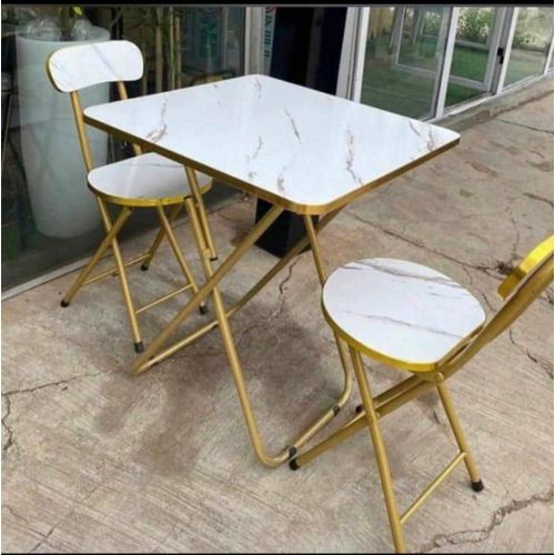 Marble-Top Bistro Folding Table and Chairs Set