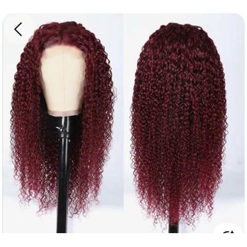 Water curl hair wig with closure burgundy color 18 inches