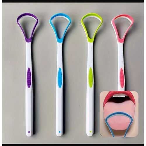 Silicone Tongue Scraper Cleaner - Oral Care Tongue Brush for Fresh Breath(4pcs)