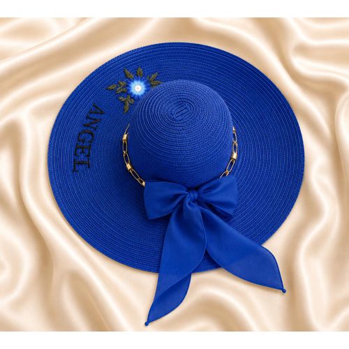 Angel Women's Wide Brim Floral Bow Sun Hat – Elegant Summer Beach & Outdoor Hat