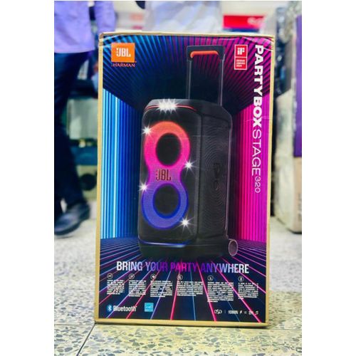 High Standard JBL PARTYBOX STAGE 320 Wireless Speaker-240W , Bluetooth, Wheels, 18H Battery, Mic input, RGB Lights