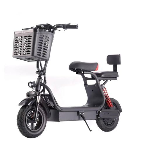 High Quality 48V Adult Electric Bike with Front Basket, Dual Seat, LED Headlight & Suspension