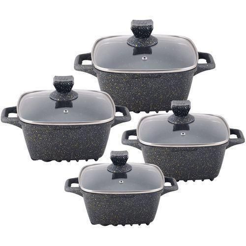 Professional Marbell Square Die-cast Aluminium Stockpot Set With Marble