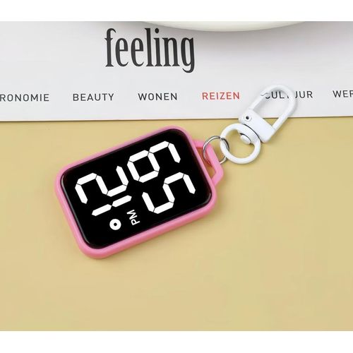 Mini Luminous Keychain Digital Watch - Portable Clip-On Watch with Time/Date Display, Touch Activation & Auto-Off, 5 Color Options for Students & Travel