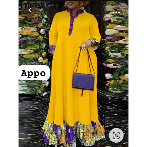 Classic Yellow Design Long Gown