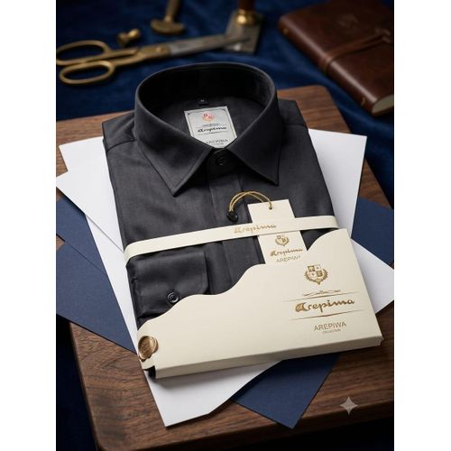 Men's Corporate Quality Office Plain Long Sleeve Black Shirt