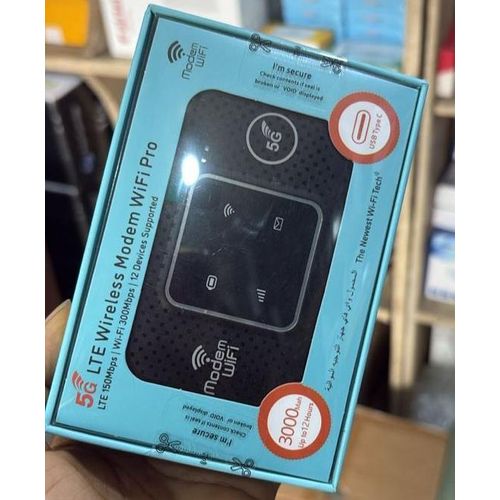 5G LTE Wireless Modem WiFi Pro 300Mbps – 3000mAh Portable MiFi Hotspot, 12 Devices, USB Type-C