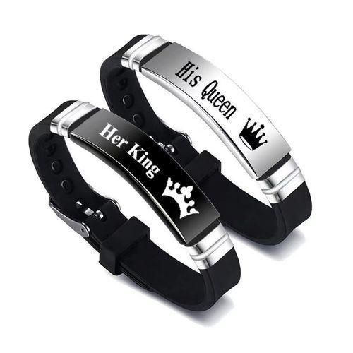 Fashion Couple Silicone Bracelet-Black 2-piece Set