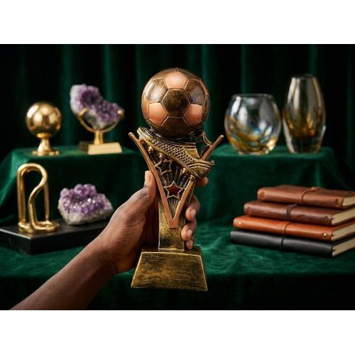 Premium Gold & Bronze Football Trophy – Soccer Award with Football, Boot & Star Accents for Tournaments, Competitions & Gifts