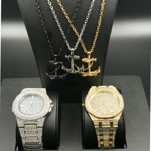 Awesome & Exqusite Iced Stud Wrist Watch & Iced Collection 4 Classic Couples