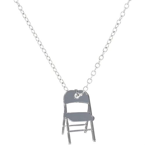 Women Silver Drop Chain Necklace Funny Simulated Folding Chair Necklaces Gift for Family Friends Loved OnesDefault NO5245