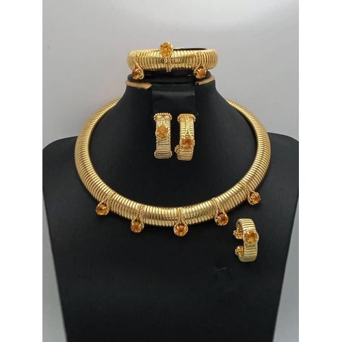 Grand Silver-Tone Dubai-Inspired Zirconia 4-Piece Matching Jewelry Suite