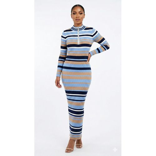 brown long dresses Renalia | Brown Square-Neck Maxi Dress With Mesh Long-Sleeves main image 0