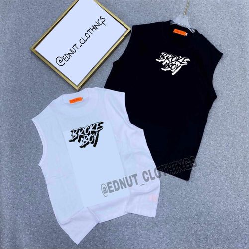 2 In 1 BROKEBOY White And Black Armless Tshirt
