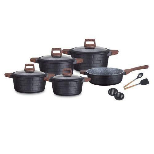 Non Stick 13 PCS Non-Stick Granite Pots-with 2 Silicone Spoon.