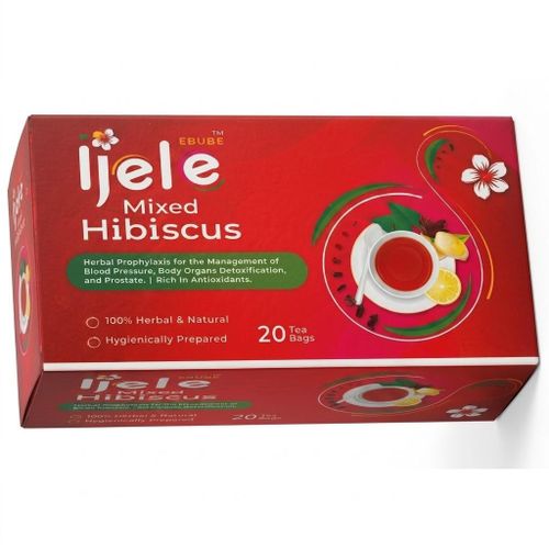 Ijele Mixed Hibiscus Tea (20 Tea Bags) – Herbal Prophylaxis for Blood Pressure, Body Organs Detoxification, and Prostate - Rich in Antioxidants, 100% Herbal & Natural