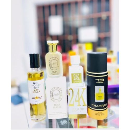 Genie Musk Vanille 25ml, 24 And Monogotas Vanilla With Body Spray 200ml