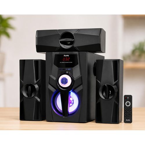SP-6302 3.1 Multimedia Speaker System - AC/DC - Bluetooth - USB - FM Radio - Remote Control - Black
