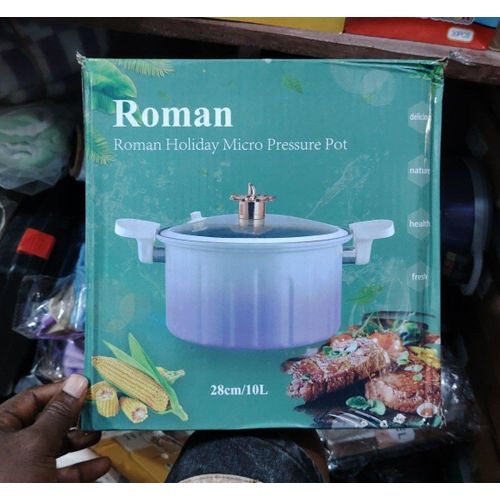 Roman Holiday 10L Micro Pressure Pot – 28cm Non-Stick Aluminium Pressure Cooking Pot with Glass Lid