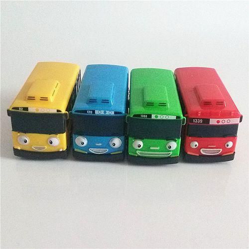 4pcsset The Little Bus Korean Amine Oyuncak Araba Car Model Mini Plastic Pull Back Bus For Kids Boy Christmas Giftno Box 9cm