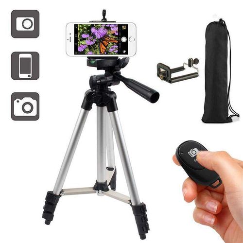 Tripod Stand 3110 ( 5.5ft tall ) - Black Aluminum Tripod, Portable Stand, Suitable For Live Streaming and Video Recording. Compatible with Mobile Phones, Cameras, Mini Ring Lights. 3110