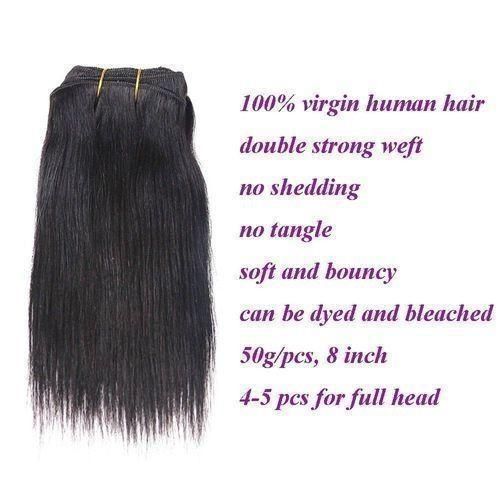 Straight Hair 3 Bundle 50g/pc Short Hair Straight 8 Inch Unprocessed Hair Extensions Natural Color with closure